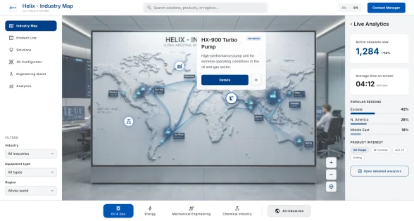 Helix Industry · interactive info kiosk for an exhibition stand