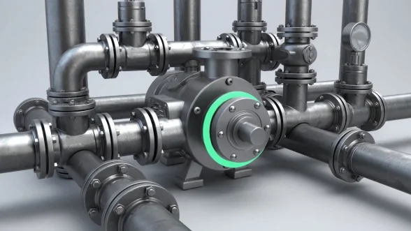 Industrial pump · interactive 3D model with layer-by-layer disassembly